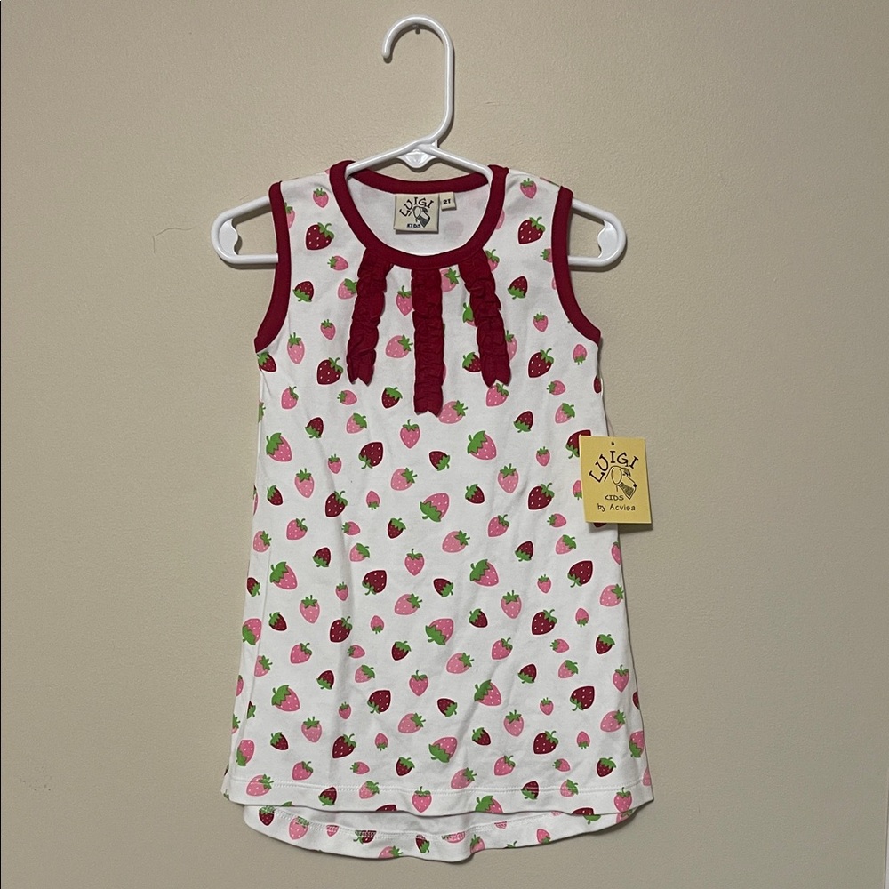 NWT- Boutique Kids Strawberry Print Dress - Luigi Kids - Size 2T